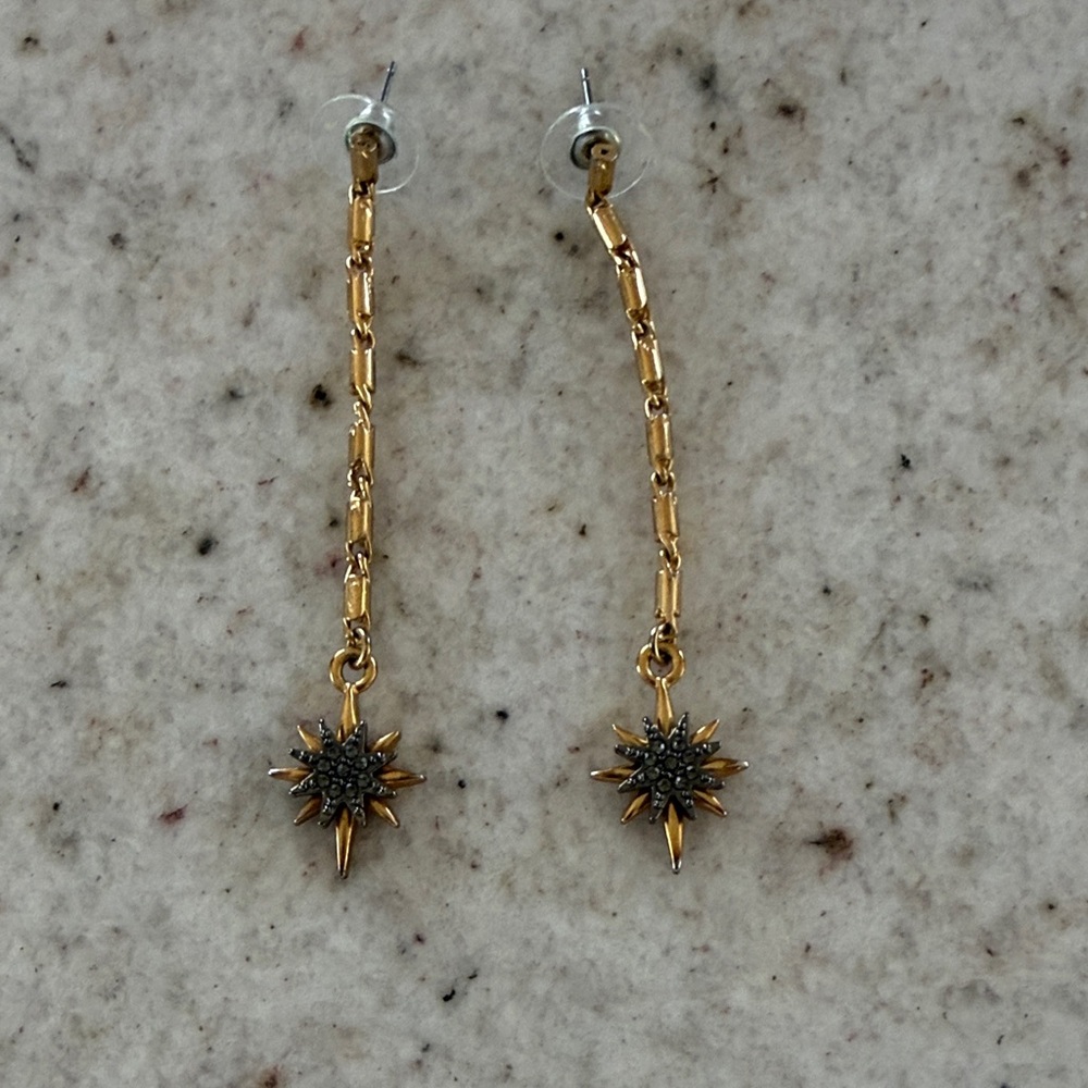 Gold Starburst Drop Earrings